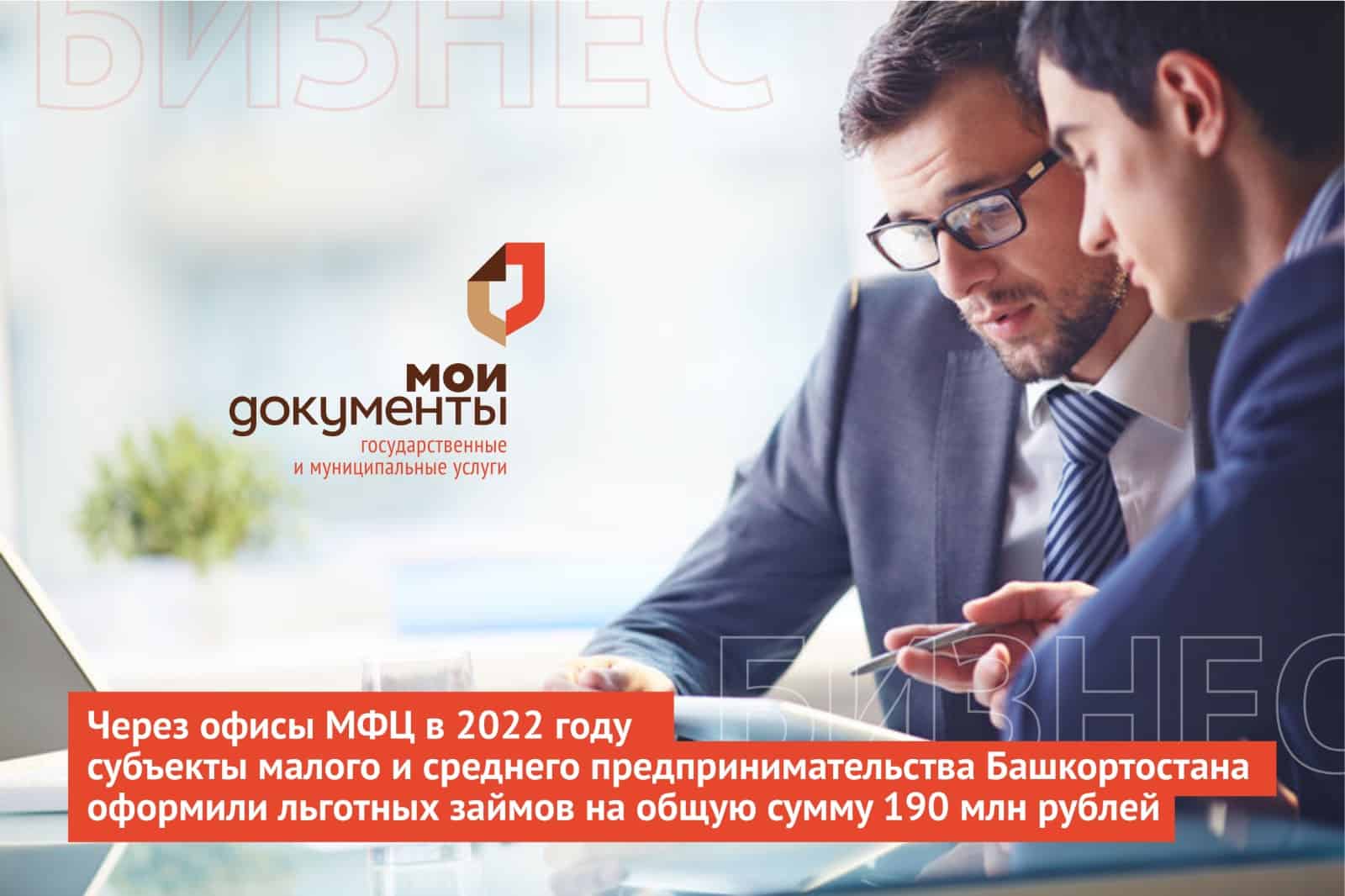 Через офисы МФЦ в 2022 году субъекты малого и среднего предпринимательства Башкортостана оформили льготных займов на общую сумму 190 млн рублей